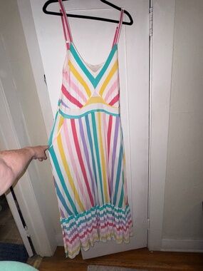 Torrid - Pastel Striped Super Soft Jersey Knit Tiered Maxi Dress (14/16)